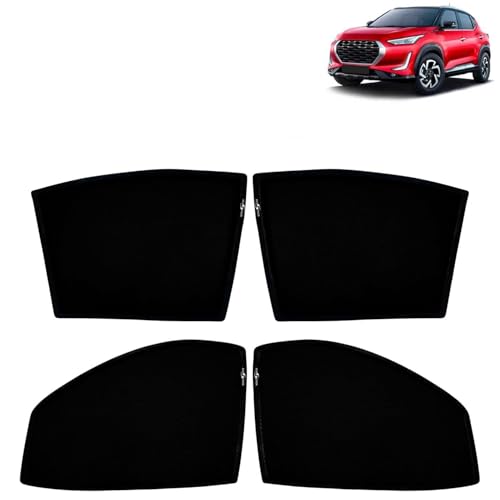 Image of KINGSWAY Car Sun Shade Curtains Only Compatible with Nissan Magnite (2020 Onwards) | Z-Black Fix-Type (Non-Magnetic) | UV & Heat Protection | Pack of 4 Pcs