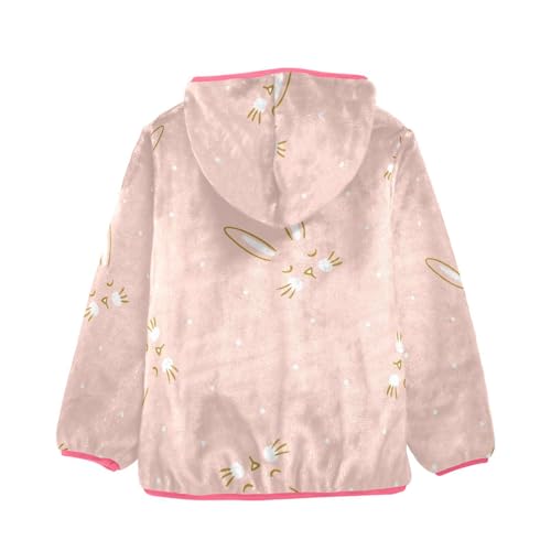 OTVEE Pink Easter Rabbit Kids Hoodie Jacket Fall Spring Full Zip Warm Outwear Coat2