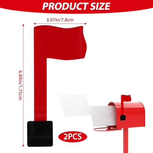 Mailbox Flag 2 Pcs Mailbox Flag Replacement with Double-Sided Sticky Pad, Rotatable, Suitable for Standard Mailboxes (Red)