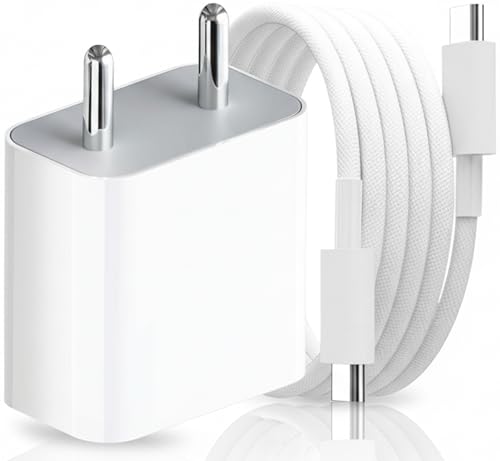 Image of 20w 3.0 PD Super Fast Charger with Type C to C Cable Compatible with iPhone 17 Pro Max /17 Pro /17 Air /17, iPhone 16 Pro Max /16 Pro /16 Plus /16 & 15 /14 |Original Charging Speed| BIS Certified
