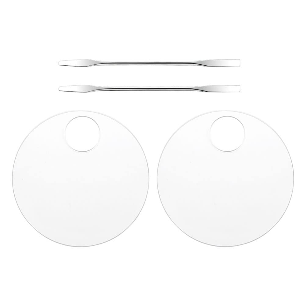 OSALADI 2 Sets Cosmetic Mixing Makeup Palette with Spatula Transparent Acrylic Palettes Clear Nail Art Palette Tool for Nail Shadow Makeup-image-17