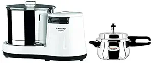 Butterfly Smart Wet Grinder, 2L (White), 150 Watt & Curve Pressure Cooker, 3 Litre & Jet Elite 750-Watt Mixer Grinder (Grey)