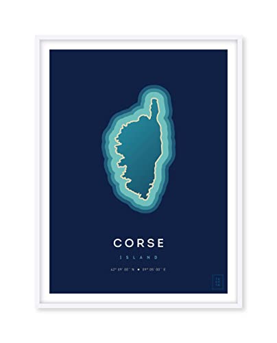 Affiche de l'île de la Corse ikonik 50 x 70 cm pour décoration murale