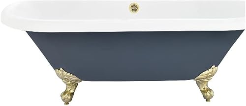 Kerta 67" x 29" Acrylic Clawfoot Soaking Bathtub in Gray with Drain/Overflow