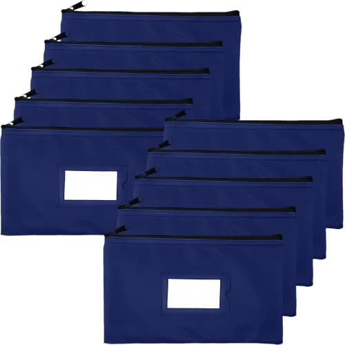 GIDABRAND Porte-monnaie avec fermeture éclair | 27,9 x 15,2 cm | Bleu marine | Pochette portefeuille en similicuir durable pour homme et femme avec fenêtre pour carte d'identité encadrée et carte