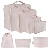 Packing Cubes for Travel Bags Suitcase Organizer Travel Cubes for Packing Luggage Organizer Bags for Packing Gifts for Men (Beige 7 Pcs)