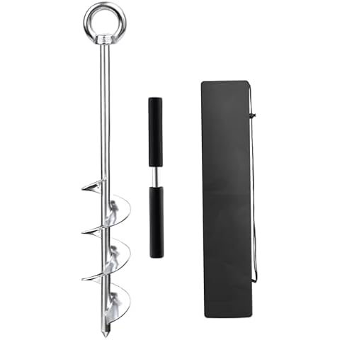 Abimars 17" Sand Anchor Kit, 304 Stainless Steel Triple Spiral Auger Boat Anchor for Beach and Sandbar, Ideal for Watercraft Up to 25' Cover