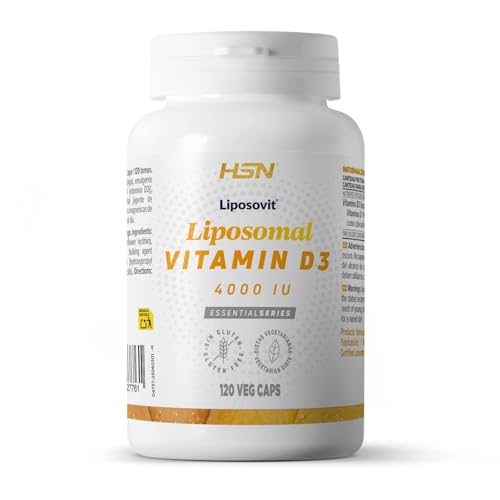HSN Vitamina D3 Liposomada Vegetariana (lanolina) Liposovit® 4000UI | 120 Cápsulas Vegetales | Pura Vitamina D como Colecalciferol | Tecnología Liposomal Óptima Biodisponibilidad | No-GMO Sin Gluten
