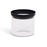 Core Home & Kitchen Onyx Black Storage Jar with Rubber Lid 15.2 ounce Glass Cannister For Herbs, Spices, Q-Tips, Cotton Balls Kitchen Or Bathroom Essentials