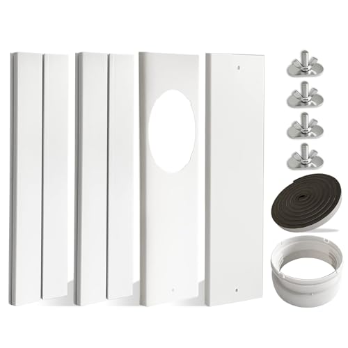 Portable AC Window Vent Kit - Complete Air Conditioner Window Kit, Adjustable PVC Window Seal Kit Panels Up to 60 Inches, for Universal Thread AC Exhaust Hose of 5.1' and 5.9' Diameter