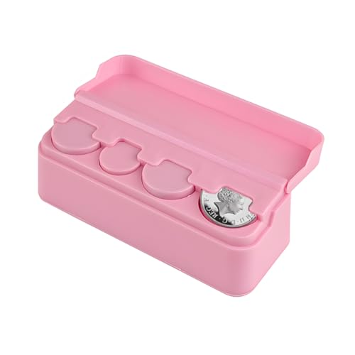 Mandark Car Coin Holder, Automotive Coin Change Storage Organizer, Large Capacity Vehicle Interior Money Dispenser Accessories for Cars Homes Offices, Universal for RV, SUV, Truck (Pink)