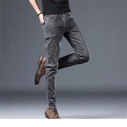 Men's Jeans Skinny Fitness Gray Blue Black Stretch Pencil Pants Denim Trousers Cowboys3