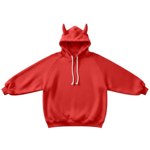 Womens Cute Devil Horn Harajuku Kawaii Hoodie Long Sleeve Halloween Hooded - image 6