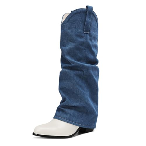 Bottes longues en jean à talon haut de 9cm idéales pour vos soirées et sorties