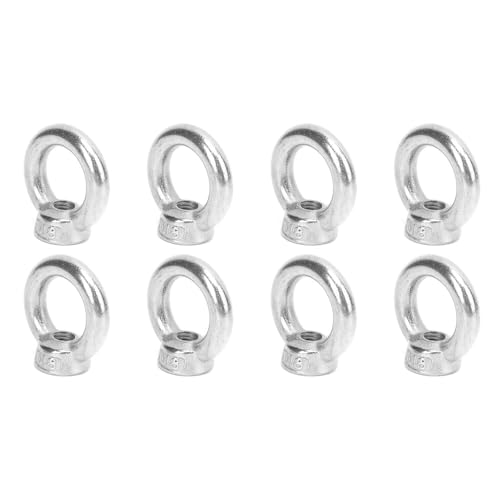 MOPFOL 10Pcs Lifting Eye Nut Stainless Steel 304, M6 Eye Nuts Heavy Duty Lifting Ring Fasteners for Industrial and Marine Use(M8)