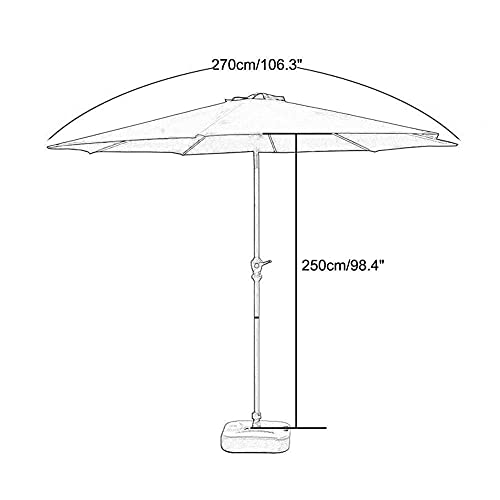 Parasol de madera roja exterior de 2.7 metros con protección UV para terraza 2