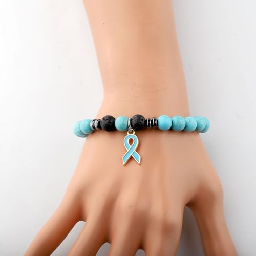 WSNANG Teal Ribbon PTSD Awareness Bracelet - Ovarian Cancer Survivor Inspirational Gift 5