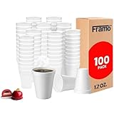 Framo 12 Oz Foam Coffee Cups, Disposable Insulated Hot Drinkware for Home Office or Church, Sturdy White Foam Cups Serving Hot and Cold Beverages, Drink Service Daily, Ideal in Breakrooms (100 Pack)
