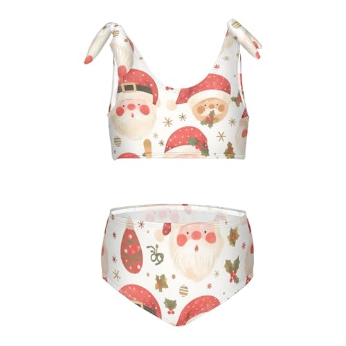KLL Christmas Head Santa Pattern Girls Two Piece Bikini Set Beach Swimsuit Swimming Suits Cute Shoulder Strap