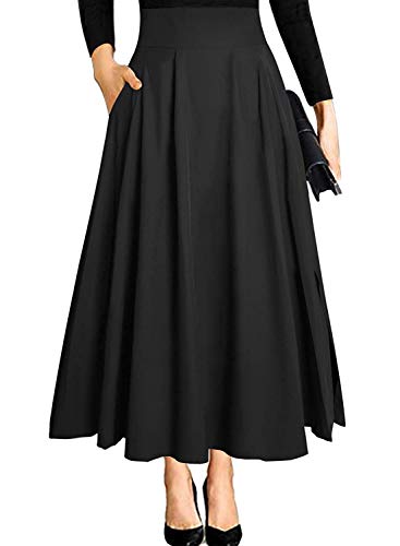 RANPHEE Women's Ankle Length High Waist A-line Flowy Long Maxi Sk...