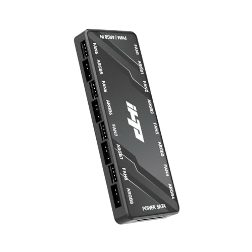 PC Fan Hub,5V3pin ARGB&12V4pin PWM 2in1 Total 16 Ports ARGB Fan Hub,SATA Power, Magnetic Base Greater Flexibility