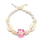 YROHGKPN Pulsera tobillera de concha ajustable con encanto hecha a mano con flores y perlas para el tobillo, joyería de playa para mujeres y adolescentes, tobilleras de playa, talla única, como se