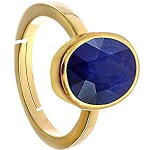 Bague saphir bleu véritable cadeau idéal en Panchdhatu réglable