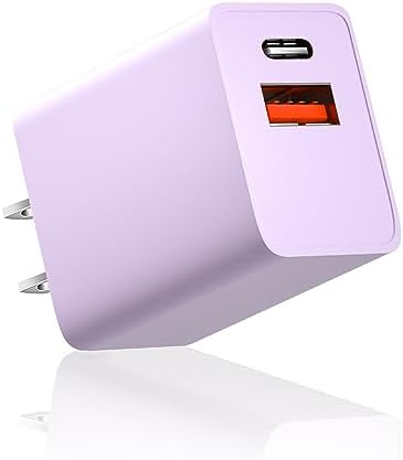 Upgraded USB C Charger Block, 20W USB C Wall Charger, USB C Charger Power Adapter, Type C Fast Charging Block Brick Box Compatible for Apple Watch Series 9 8, Apple Watch Ultra 2, iPhone 15, Purple
