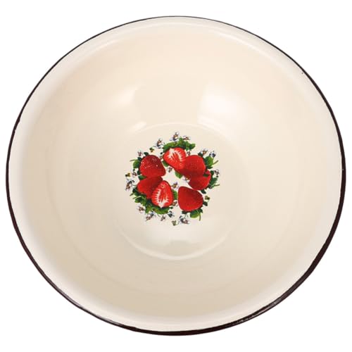 DOITOOL Bassine à Légumes en Fer Émaillé Beige, Solide et Fiable, 22cm, pour Usage Domestique et Lavage des Légumes Plusieurs styles