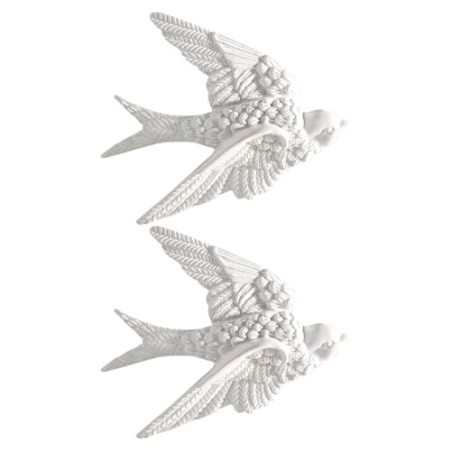 Hirondelle décoration murale vintage blanche Levemolo, sculpture suspendue salon jardin 2pcs