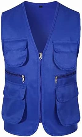 Men's Casual Outdoor Work Fishing Travel Photo Cargo Vest Jacket Multiple Pockets Vest Size 30 Protect Vest