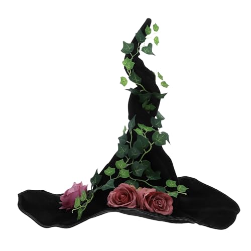 Chapeau de sorcière confortable velours noir cosplay Halloween et accessoires femmes