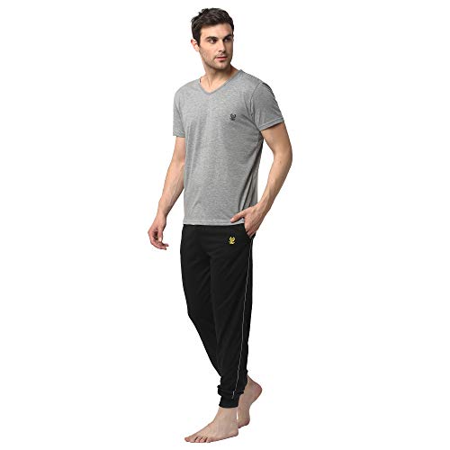 Image of Mack Jonney Cotton Blend Night Suit Co-ord Set for Men with V-Neck Half Sleeve T-Shirt and Track Pant-VJ-MNS-TTP-GROUP14