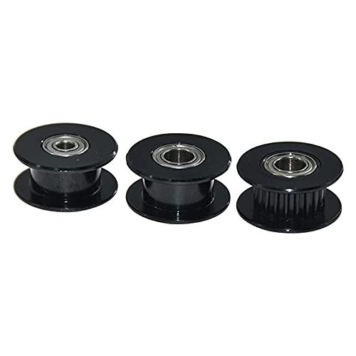 Lysee 3D Printer Parts & Accessories - 20pcs Black GT2 Idler Pulley for 3D Printer Parts Aluminum 20 Teeth 2GT Timing Pulleys Bore 5mm 3mm - (Size: W6 5B Without T)