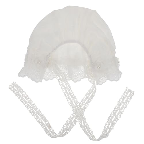 Gorro de algodón transpirable para recién nacido con encaje blanco