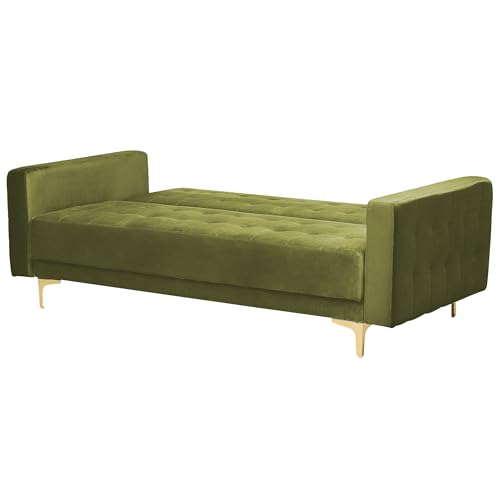 Beliani Couchgarnitur Samtstoff grün 3-Sitzer Schlafsofa & 2 Sessel Modern Aberdeen – Bild 6
