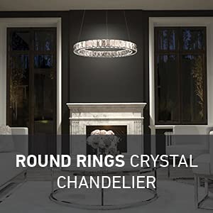 Image of Modern Crystal Chandelier 10.5 & 14.5 Inch Hotel Dining Living Room LED Light Fixtures Hanging Ring Foyer Bedroom Pendant Lights (10.5'' & 14.5 Inch Dia, White)