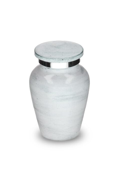 Petite urne cinéraire Elegance aspect pierre naturelle blanc-gris