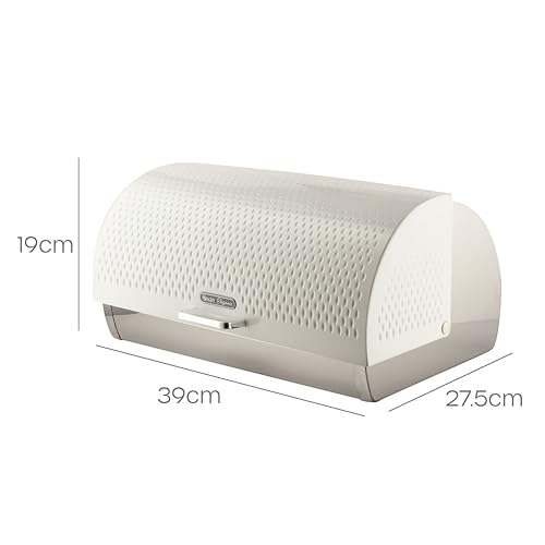 SWAN Elegance Bread Bin with Textured Gloss Finish, Roll Top Design and Ventilation for Longer Freshness, 14L, White - Cosy Home Interiors SWAN Elegance Bread Bin with Textured Gloss Finish, Roll Top Design and Ventilation for Longer Freshness, 14L, White - Image 9