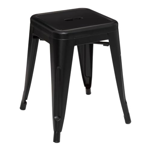 Atmosphera - Tabouret Industriel NIKO Noir - H 46 cm - Acier, Empilable - pour Salon, Cuisine, Bureau, Assise d'Appoint