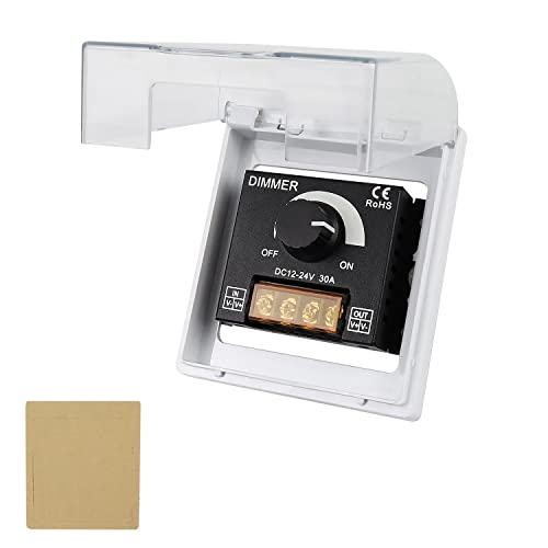 Dimmer de Commutateur Mené - KLEHOPE DC 12V 24V 30A Contrôleur de Gradateur de Commutateur est Utilisé pour Contrôler la Luminosité des Bandes de LED Monochromes - avec 1 étui étanche Transparent Cover