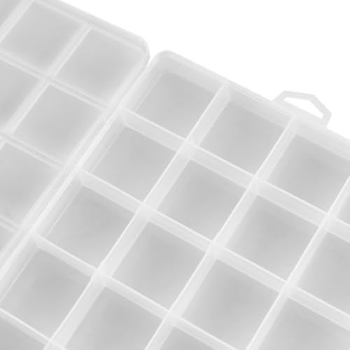 Image of MAHIONG 20PCS 28 Grids Clear Plastic Organizer Box with Fixed Dividers for Beads, Fishing Tackles & Small Parts Storage (7.9x6.2x1.2in)