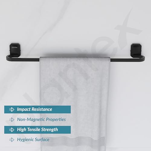 Image of Plantex 304 Grade Stainless Steel Towel Holder for Bathroom /Single Towel Rod /Holder for Bathroom Accessories - Cute (Black - 24 Inch, Pack of 1)