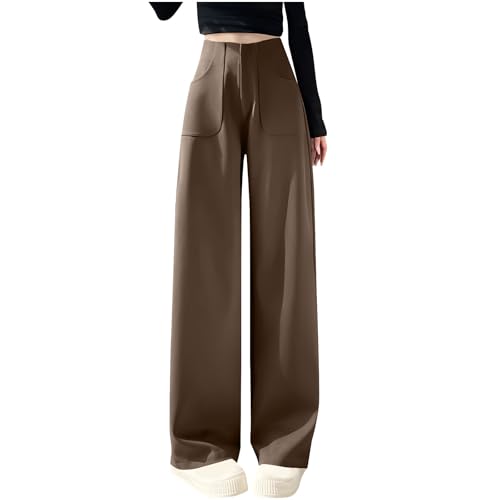 Business Casual Pants for Women High Waisted Wide Leg Dress Pants Fashion Loose Comfy Straight Trousers with Pockets