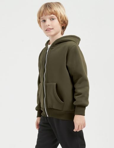 Image of Kids Sherpa Lined Zip Up Hoodie Winter Warm Fleece Jacket 4-15Y