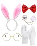 Dkomekii Easter White Rabbit Costume Bunny Dress Up Wonderland Rabbit Costume Accessory Kit
