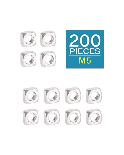 Image of M5-0.8 Square Nuts - IMScrews 304 Stainless Steel Square Nuts - Durable Fasteners for Home Repairs and Professional Engineering Pack of 200