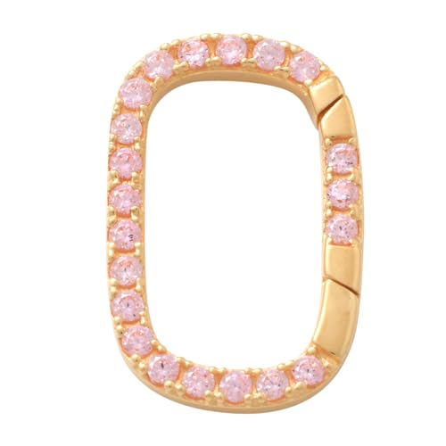 14K REAL Solid Gold Colorful Gemstone Multiple Charm Connector, Paperclip Oval Durable Carabiner Clasp Jewelry Stack Pendant Holder Necklace