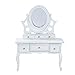 ENticerowts 1:12 Maison De Poupée Rétro Mini Armoire, Haute Simulation Bricolage Décoration Bois Dressing Miroir Table Modèle Chambre Scène Blanc