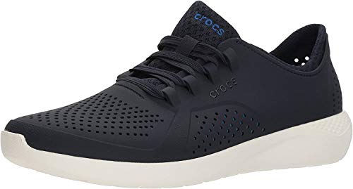 Crocs Tênis masculino LiteRide Pacer | Tênis confortável para homens, Azul-marinho/branco, 4